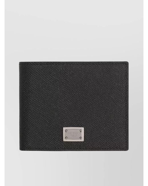 Dolce & Gabbana Black Calfskin Leather Flap-Over Wallet for men