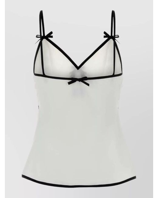 Moschino Multicolor Crepe Top Sheer V Neckline Bow Trim