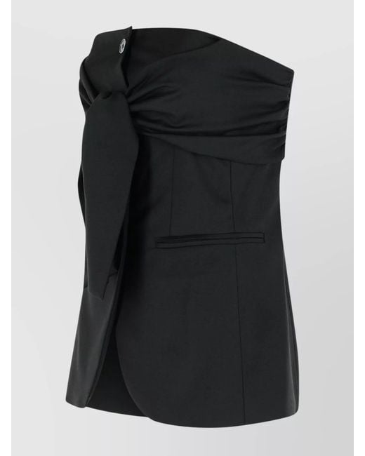 Max Mara Black Virgin Wool Bustier Top