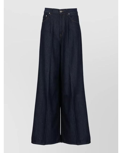Dondup Blue High Waist Wide Leg Denim Trousers