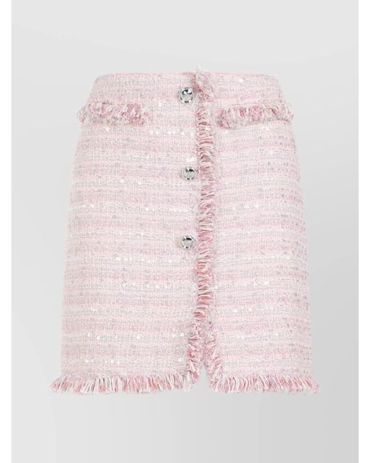 Giambattista Valli Pink Boucle Fringed Mini Skirt