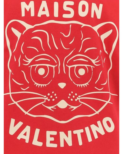 Valentino Red Cotton Le Chat De La Maison Printed T-Shirt for men