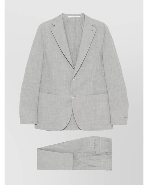 Eleventy Gray Wool Silk Linen Single Breasted Suit for men