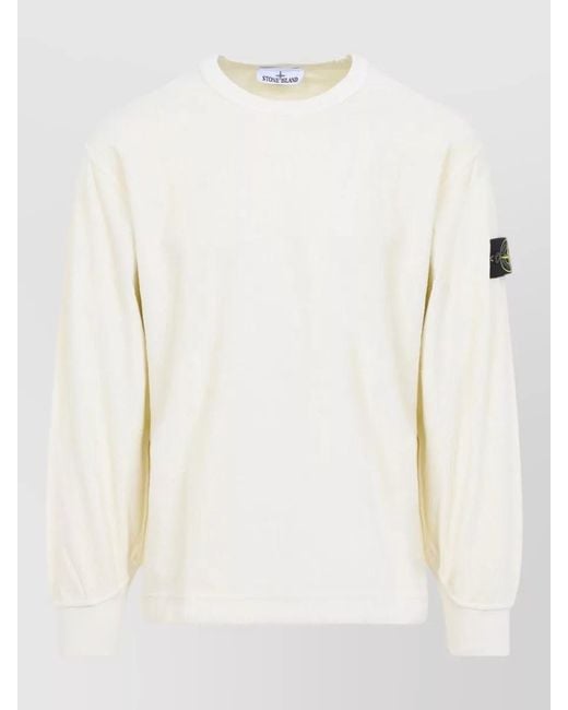 Stone Island White Crewneck Cotton Sweatshirt Regular Fit for men