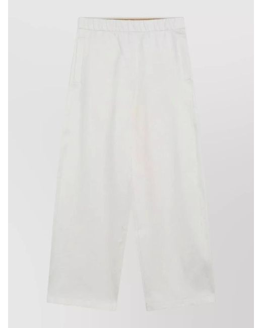 Max Mara White Wide Leg Tailored Fluid Cut Pants