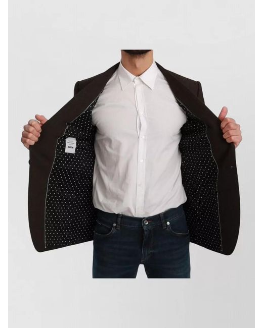 Dolce & Gabbana Black Virgin Wool Slim-Fit Single-Breasted Blazer for men