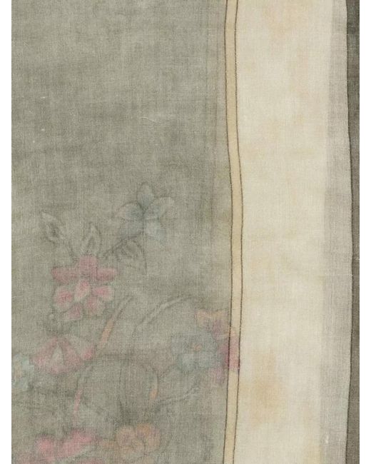 Faliero Sarti Gray Chantal Wool Scarf Floral Embroidery Rectangle