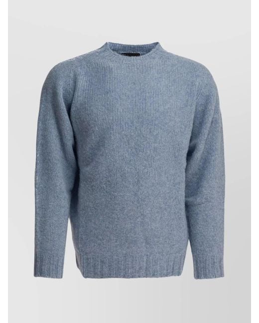 Beams Plus Blue Wool Crewneck Sweater for men