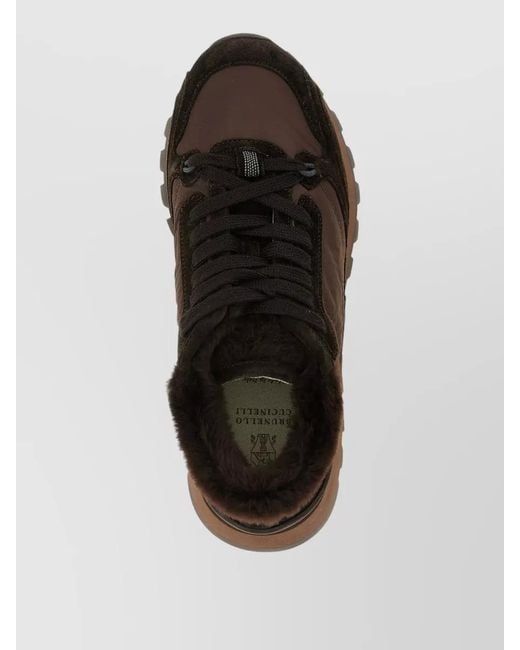 Brunello Cucinelli Black Active Sneakers Suede Techno Fabric Detail