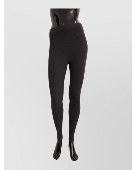 Dolce & Gabbana Black Cashmere Ribbed Knit Stretch Tights Leggings