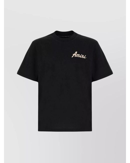 Amiri Black Crew Neck Graphic Print Pure Cotton T-Shirt for men