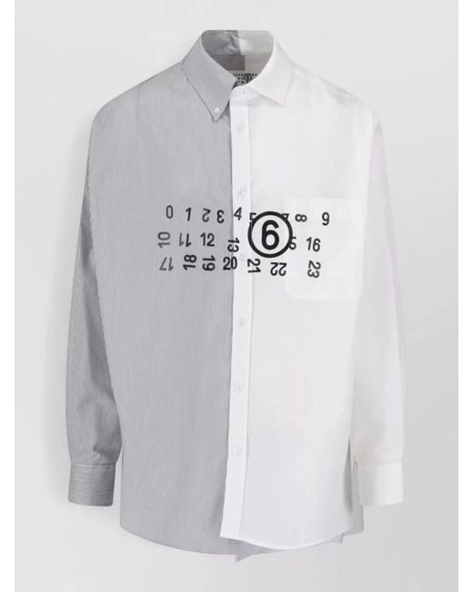 MM6 by Maison Margiela White Regular Fit Shirt Striped Graphic Panel Design for men