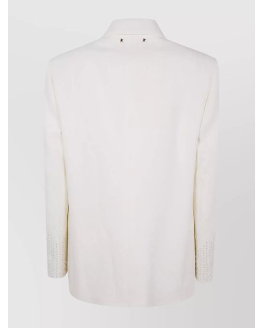 Golden Goose Deluxe Brand White Bead-Embroidered Single-Breasted Blazer