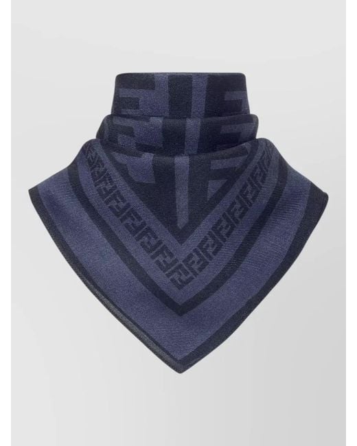 Fendi Blue Bandana Square Scarf Ff Diagonal Motif for men