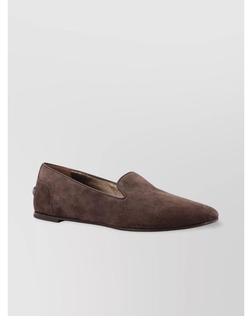 Brunello Cucinelli Brown Suede Leather Loafers