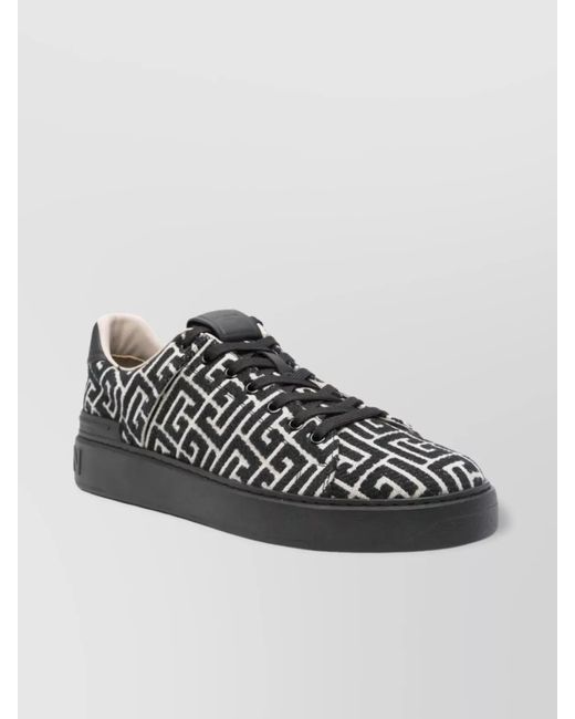 Balmain Black Jacquard Low-Top Sneakers for men