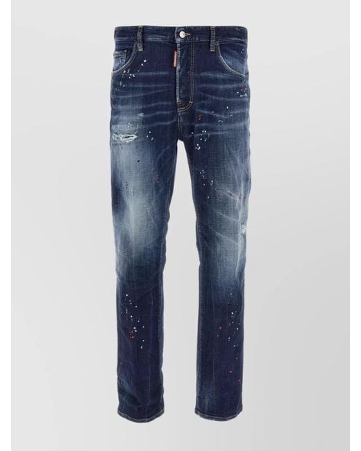 DSquared² Blue Distressed '642' Denim Trousers With Faded Wash for men