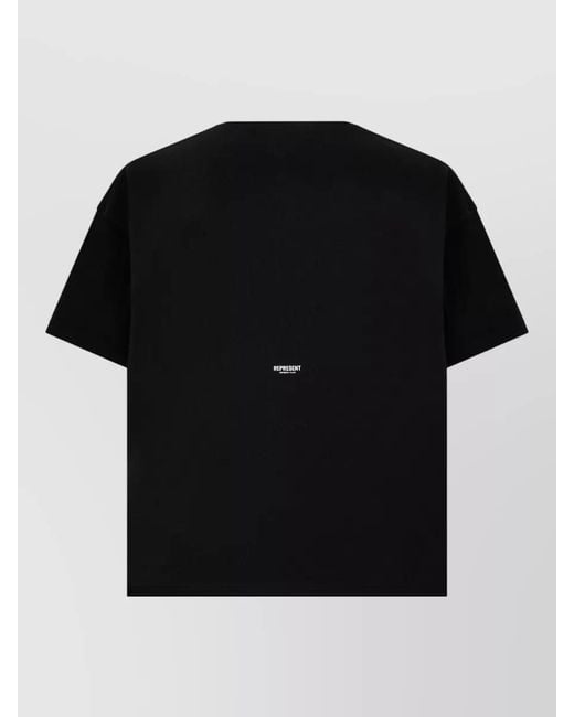 Represent Black Logo Embroidered Short Sleeve T Shirt for men