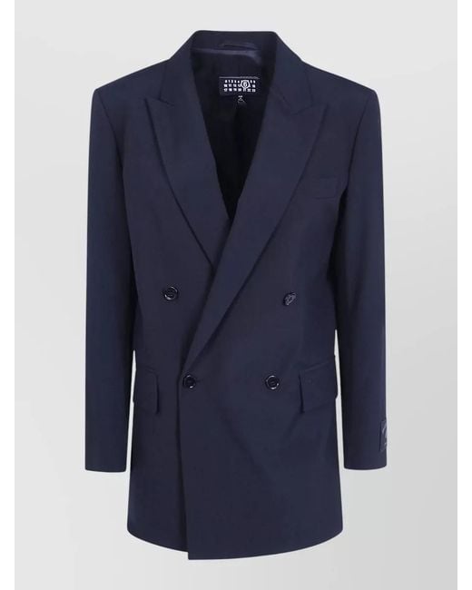 MM6 by Maison Margiela Blue Tailored Blazer Double Breasted Jacket