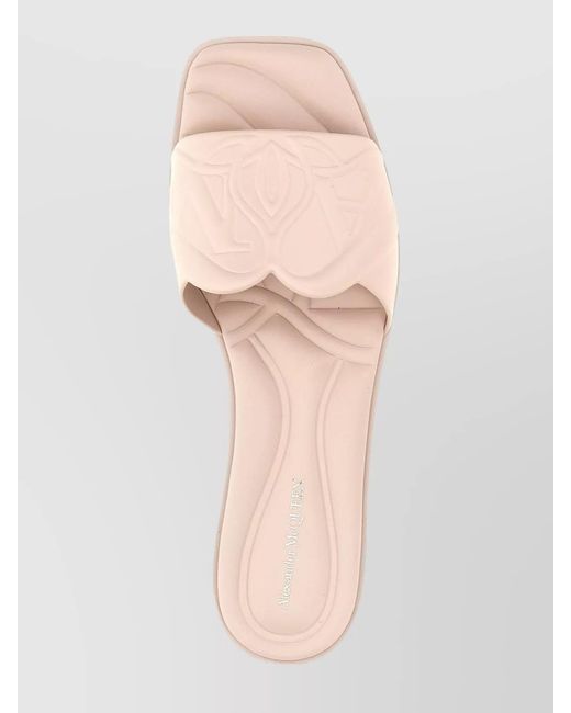 McQueen Natural Calf Leather Flat Slide Sandals