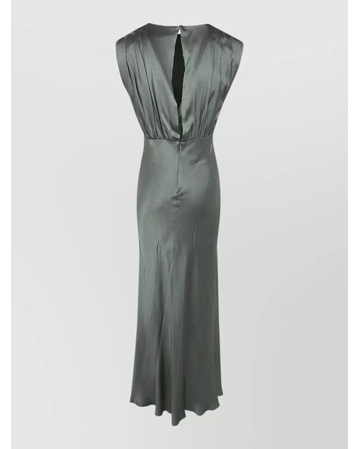 Semicouture Gray Silk Satin Maxi Dress