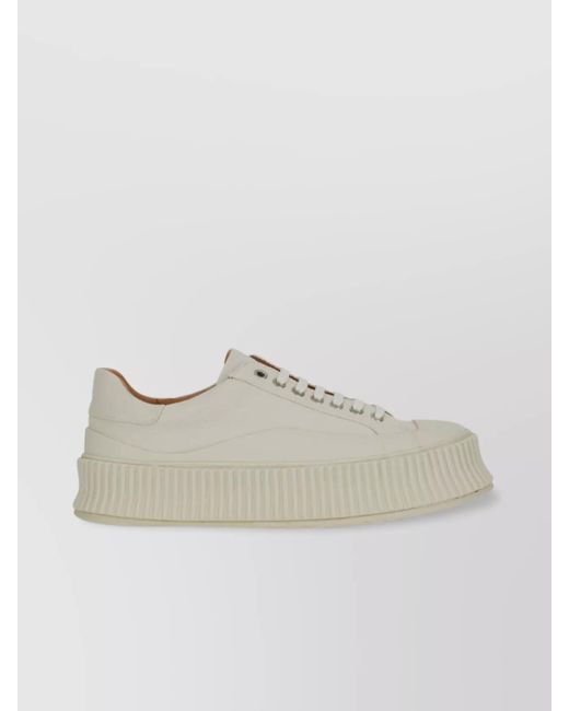 Jil Sander White Canvas Low-Top Sneakers