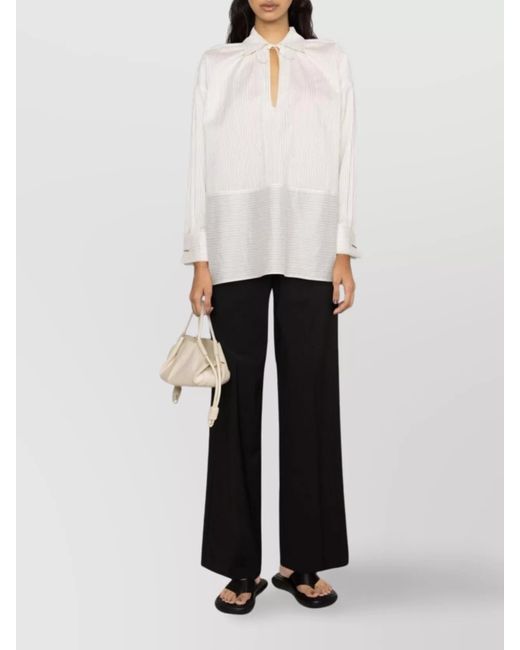 Max Mara White Striped Long-Sleeve Tunic Shirt
