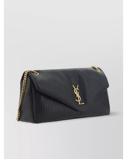 Saint Laurent Black Calypso Medium Leather Shoulder Bag