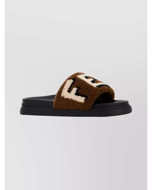 Fendi Brown Shearling Slippers for men
