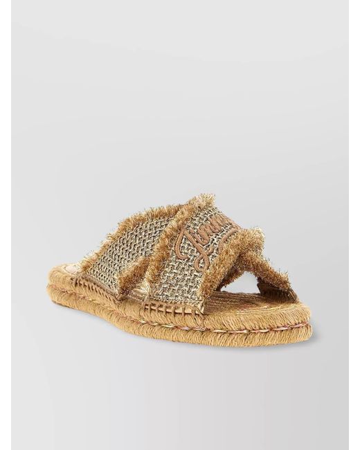 Jimmy Choo Metallic Textile Flat Sandals