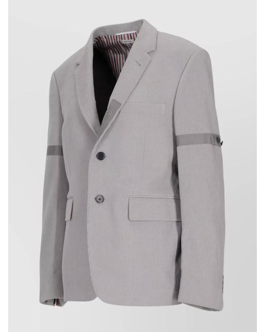 Thom Browne Gray Corduroy Single-Breasted Jacket for men