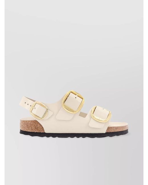 Birkenstock White Leather Flat Sandals