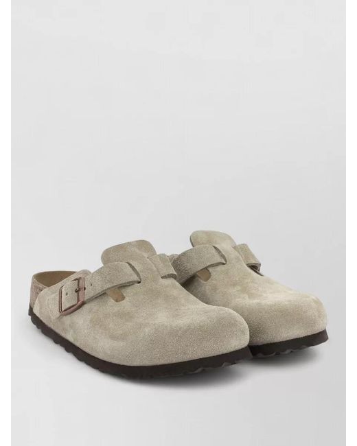 Birkenstock Natural Suede Leather Boston Slippers