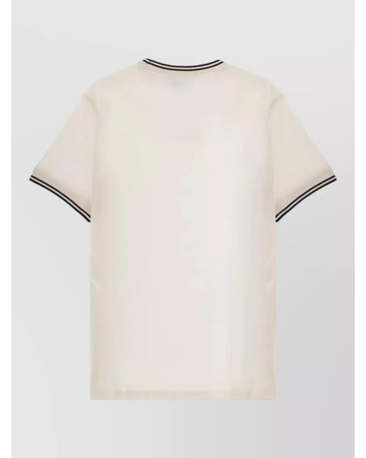 Fred Perry Natural Logo T Shirt Contrast Trim Ribbed Collar Cuffs for men