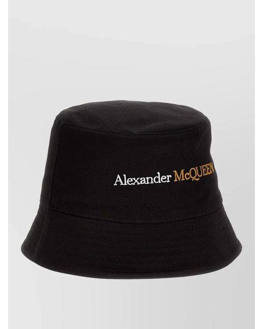 McQueen Black Cotton Bucket Hat for men