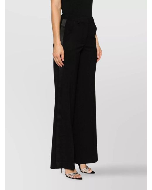 P.A.R.O.S.H. Black Straight Leg Wool Blend Trousers