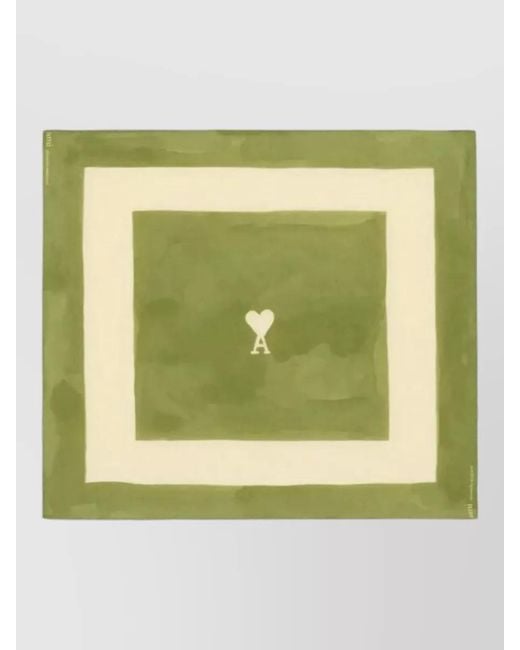 AMI Green Square Scarf Ami De Coeur Print
