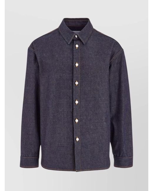 Ferragamo Blue Cotton Shirt for men