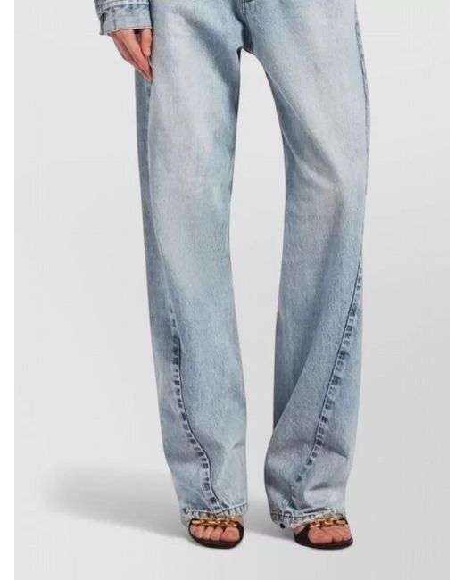 Balenciaga Blue High Waist Light Wash Wide Leg Denim