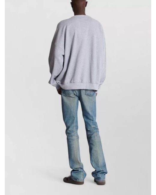 Balmain White Crew Neck Long Sleeve Nylon Silk Sweater for men