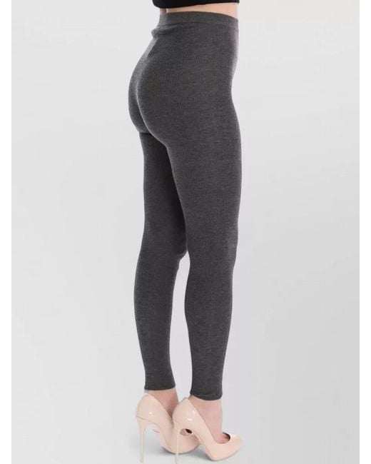 Dolce & Gabbana Gray Cashmere Ribbed Slim-Fit Leggings
