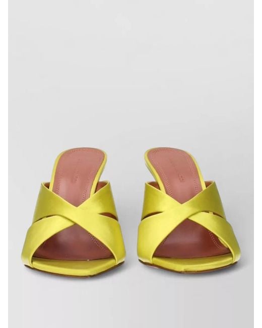 AMINA MUADDI Pink Satin Stiletto Mules