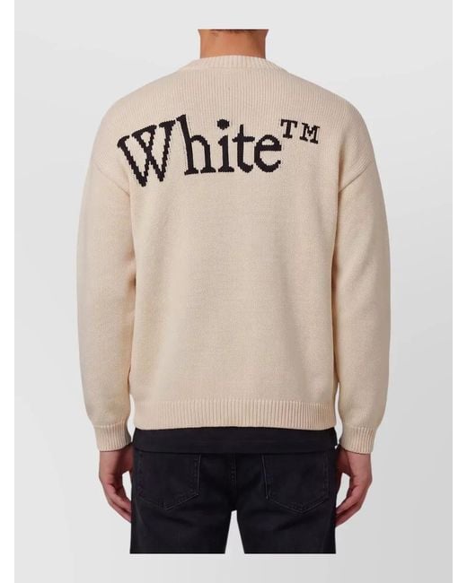Off-White c/o Virgil Abloh Natural Bookish Relaxed Crewneck Sweater Wool Blend for men