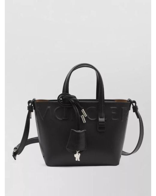 Moncler Black Micro Tote Bag Calfskin Logo Charm