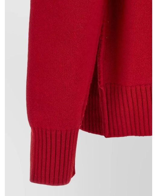 AMI Red Ami De Coeur Cardigan V Neck Ribbed for men