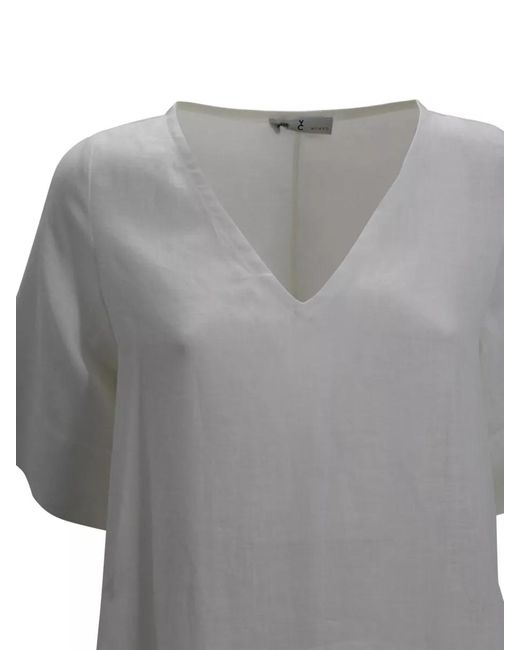Whyci Gray Linen V-Neck Short-Sleeve Maxi Dress