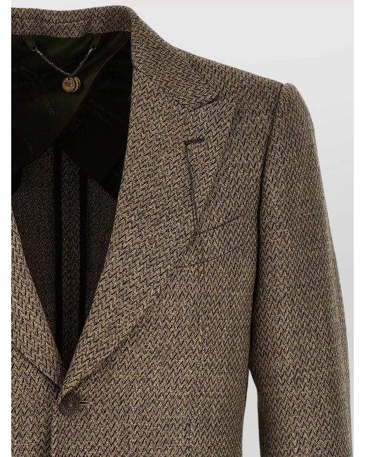 Maurizio Miri Green Single-Breasted Herringbone Blazer for men