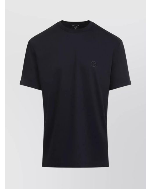 Giorgio Armani Black Cotton Crew Neck T-Shirt for men