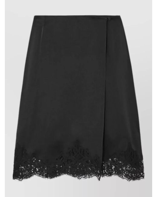 Stella McCartney Black Lace Trim Satin Skirt Back Slit