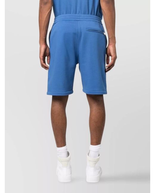 McQueen Blue Cotton Jersey Logo-Trim Knee-Length Chino Shorts for men
